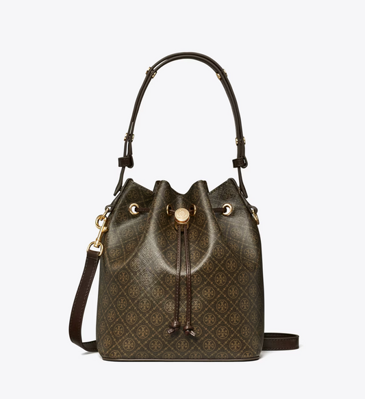 Tory Burch T Monogram Coated Canvas Bucket Bag
