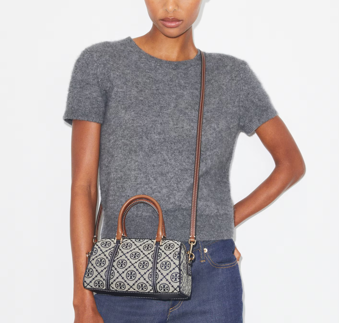 Tory Burch T Monogram Petite Barrel Bag