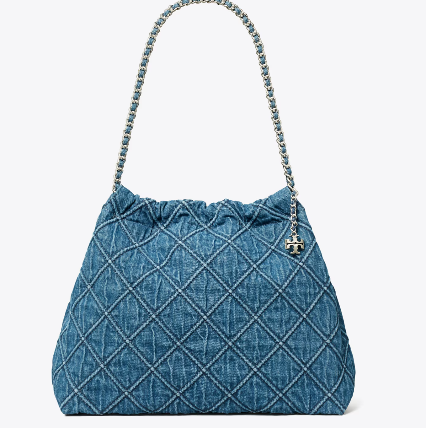 Tory Burch Fleming Soft Denim Hobo Bag
