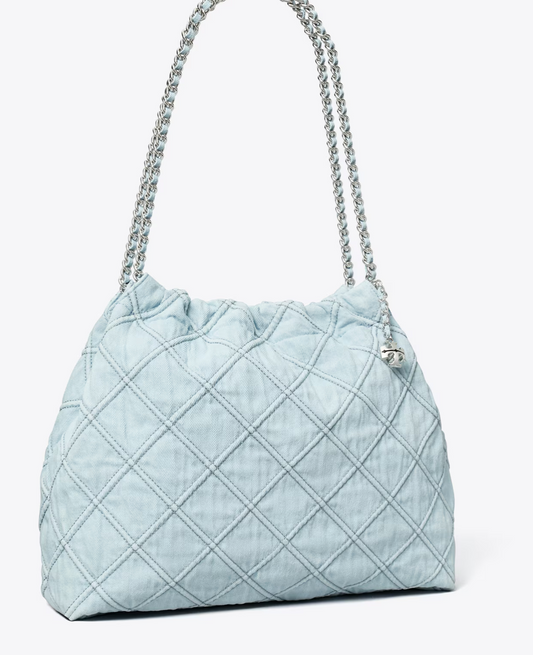 Tory Burch Fleming Soft Denim Hobo Bag