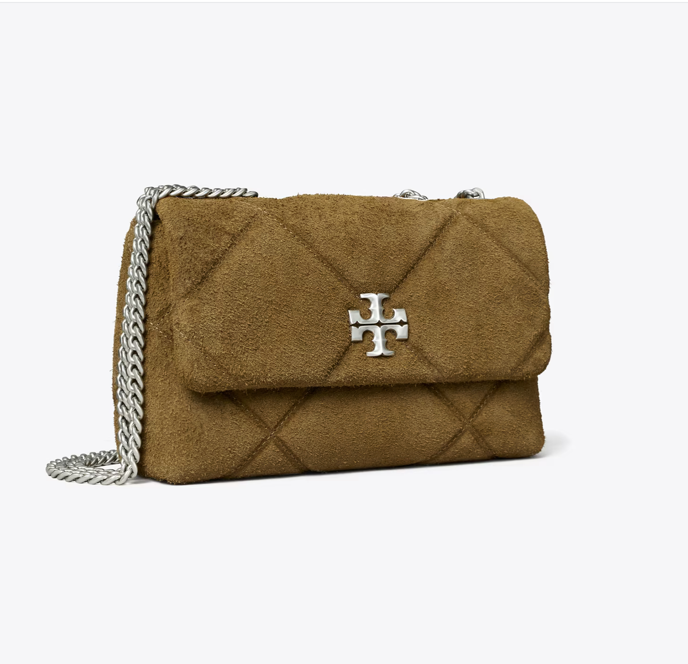 Tory Burch Small Kira Diamond Quilt Suede Shoulder Bag
