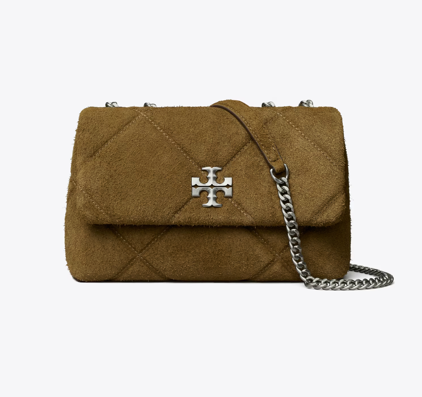 Tory Burch Small Kira Diamond Quilt Suede Shoulder Bag