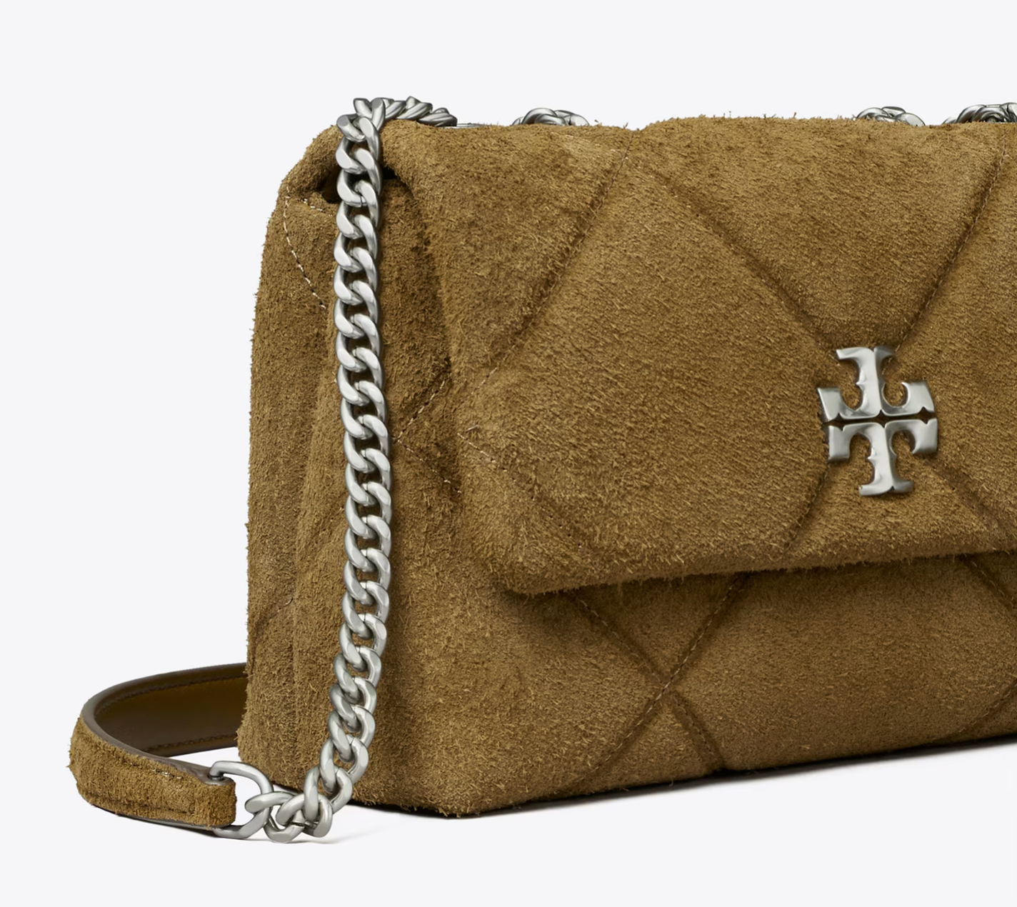 Tory Burch Small Kira Diamond Quilt Suede Shoulder Bag
