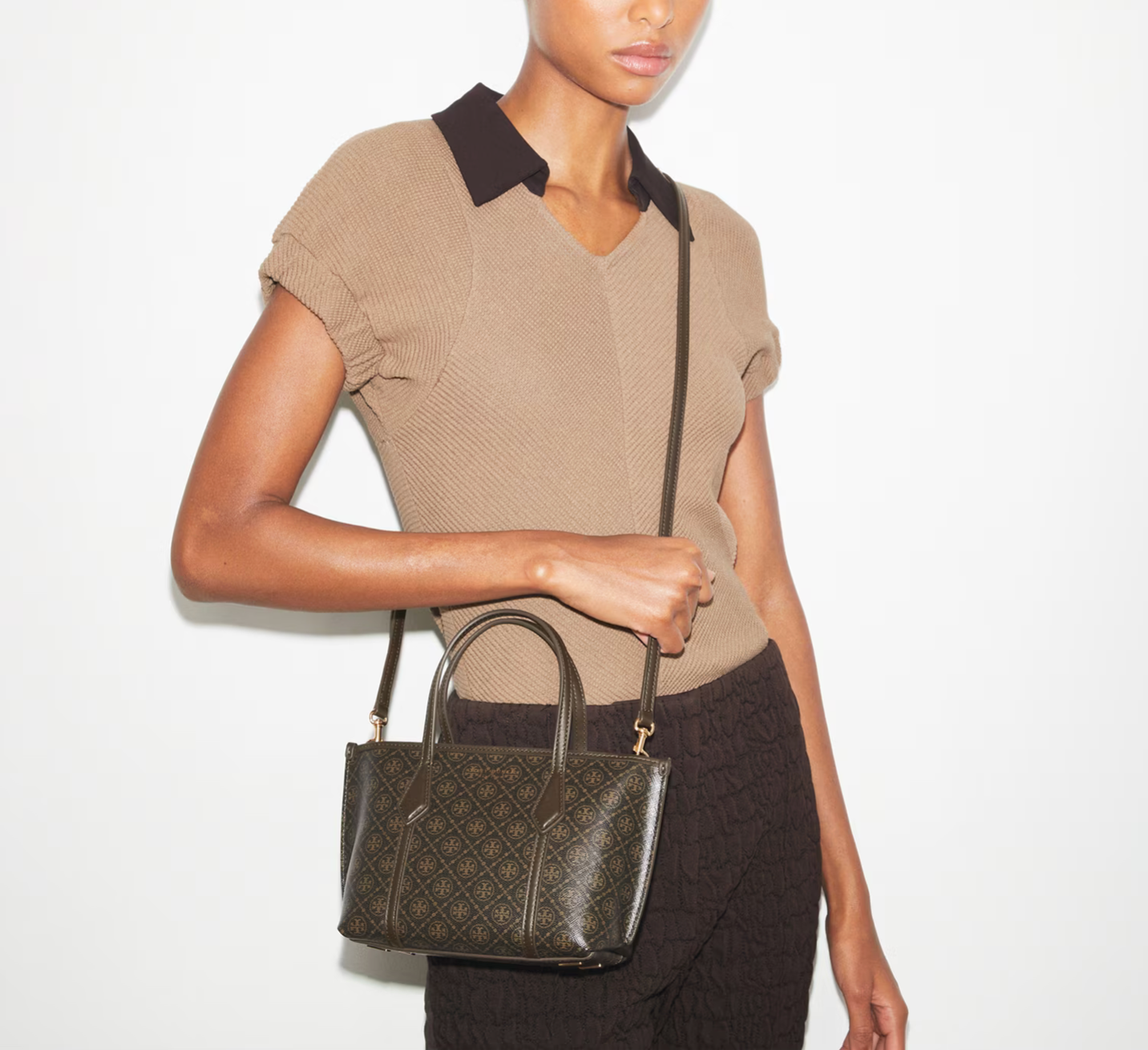 Tory Burch Mini Perry Coated Canvas Tote Bag