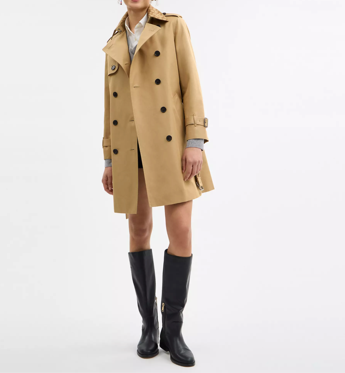 Coach Mid Trench Coat With Signature Collar
