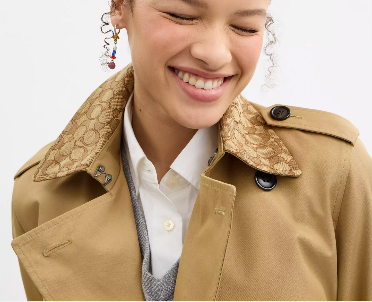Coach Mid Trench Coat With Signature Collar