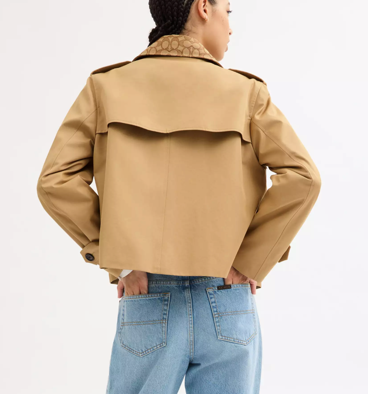 Short Trench Coat With Signature Collar