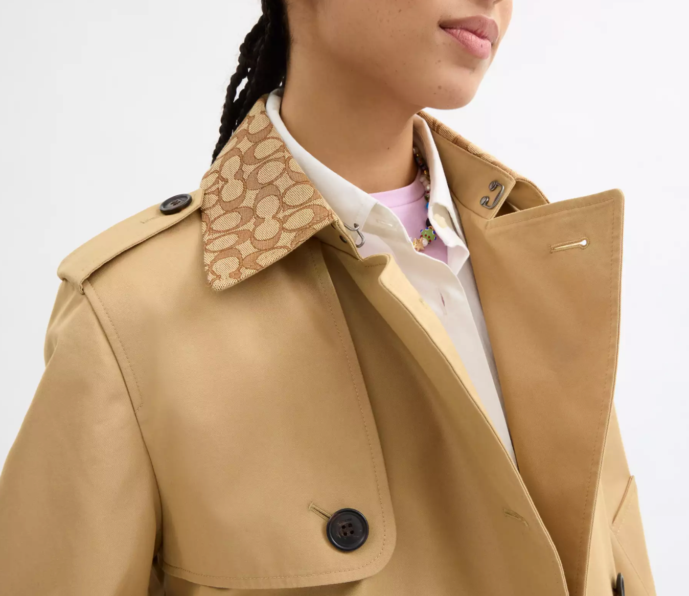 Short Trench Coat With Signature Collar