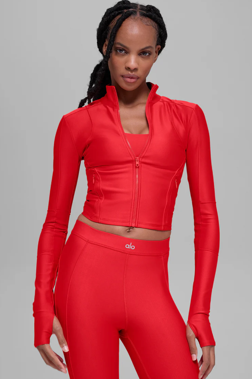 Alo Yoga Airlift Ignite Zip Up Jacket-Bright Red