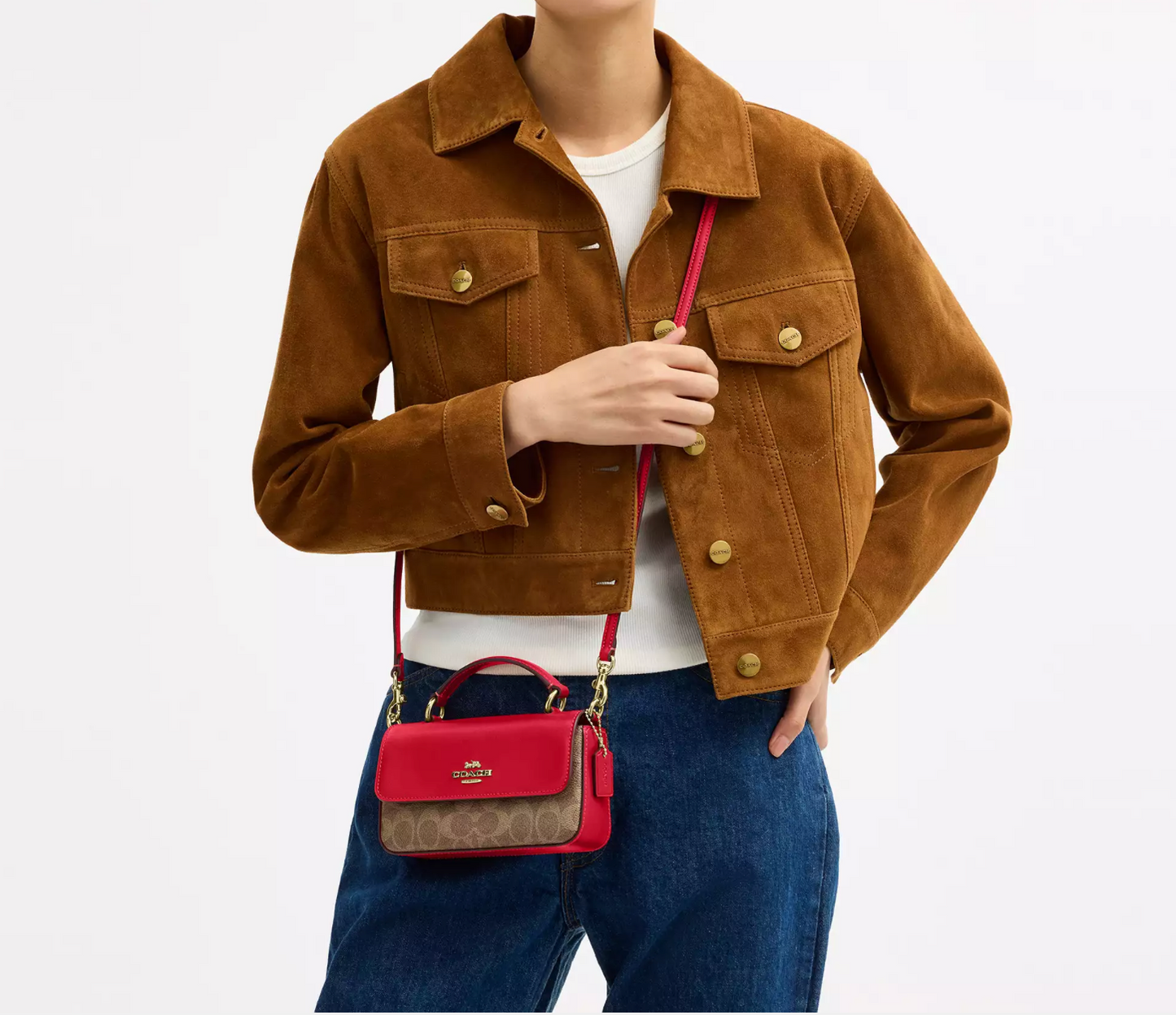Coach Mini Josie Top Handle Bag In Signature Canvas