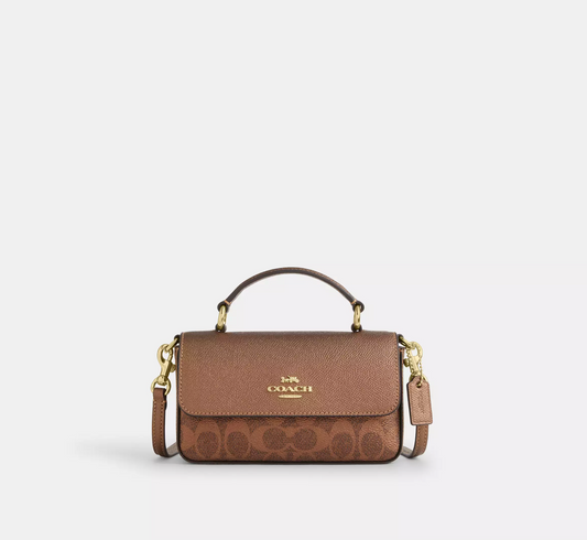 Coach Mini Josie Top Handle Bag In Signature Canvas