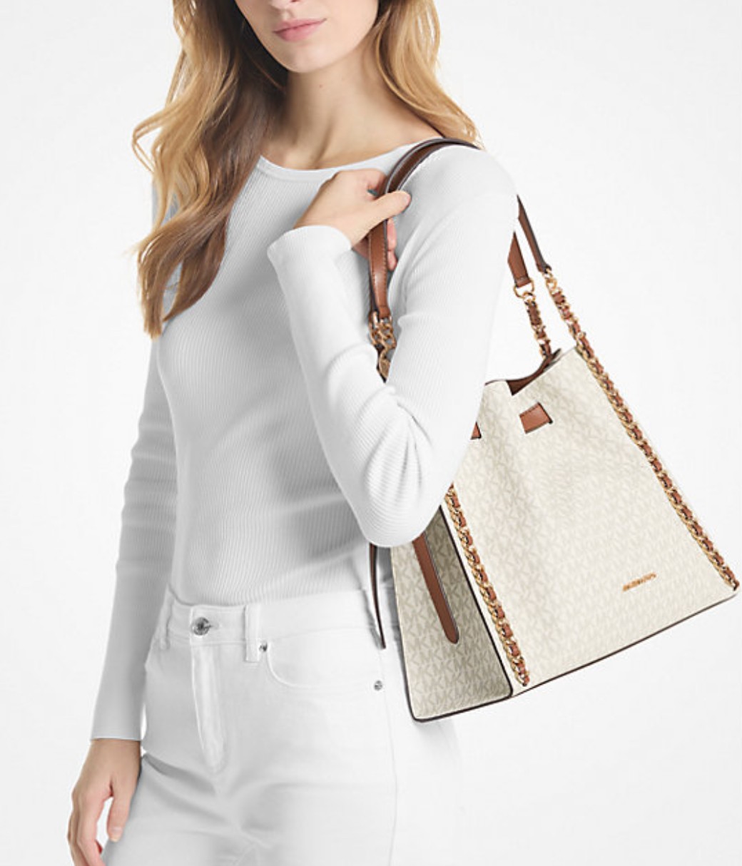 Michael Kors Mina Large Signature Logo Chain Shoulder Bag