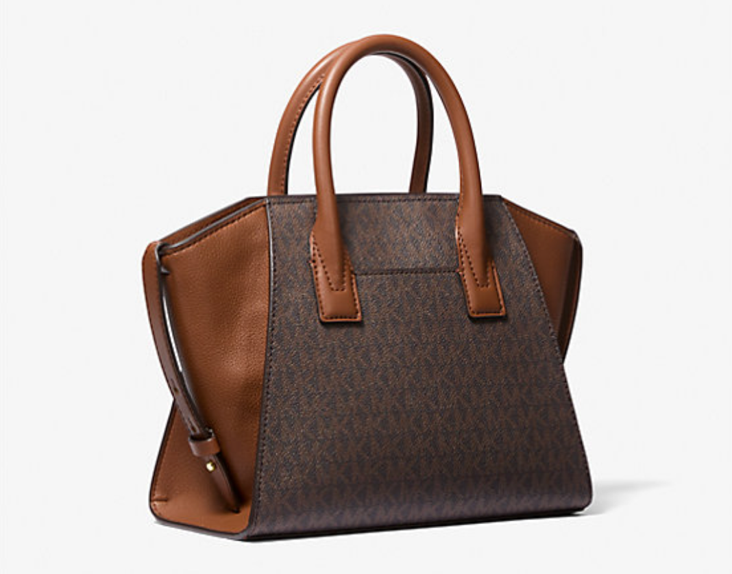 Michael Kors Avril Small Logo and Leather Satchel