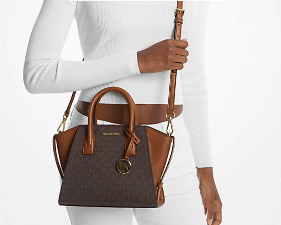Michael Kors Avril Small Logo and Leather Satchel