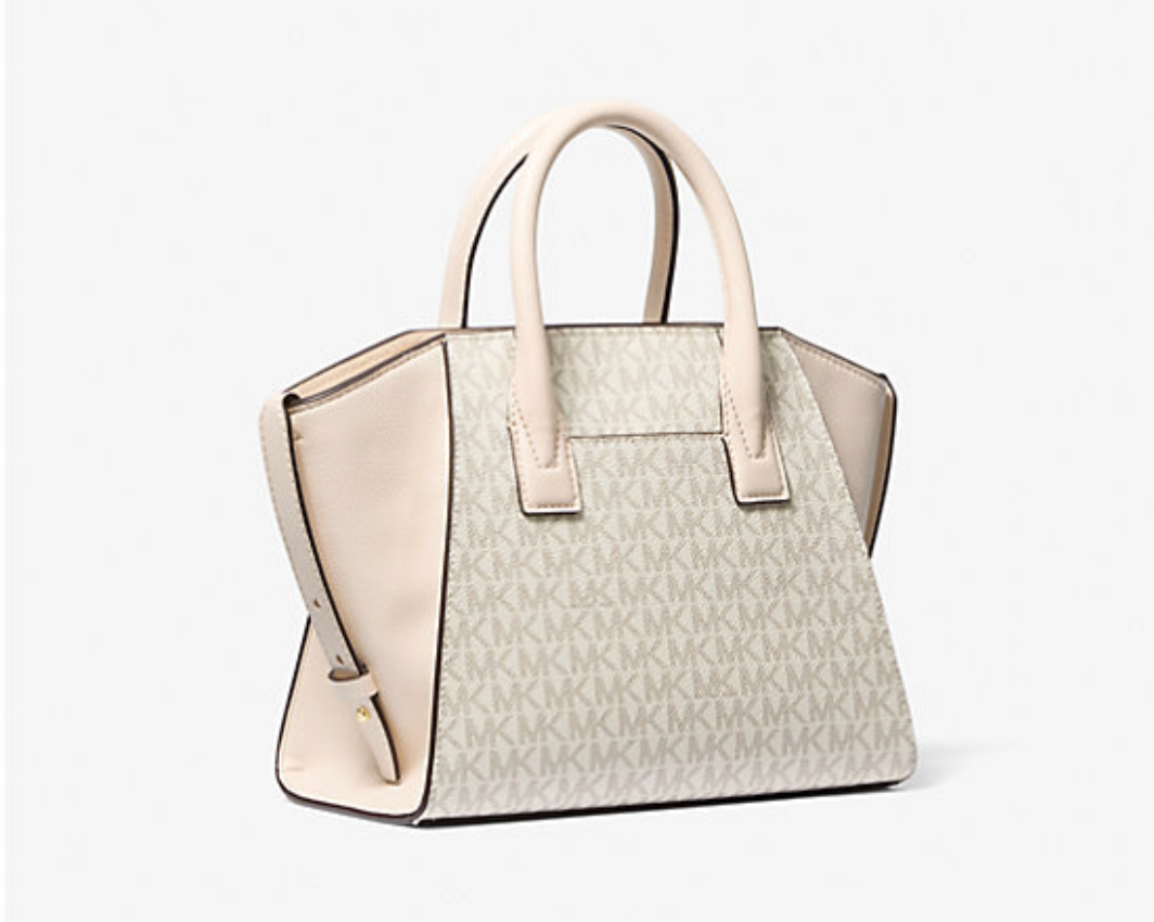 Michael Kors Avril Small Logo and Leather Satchel
