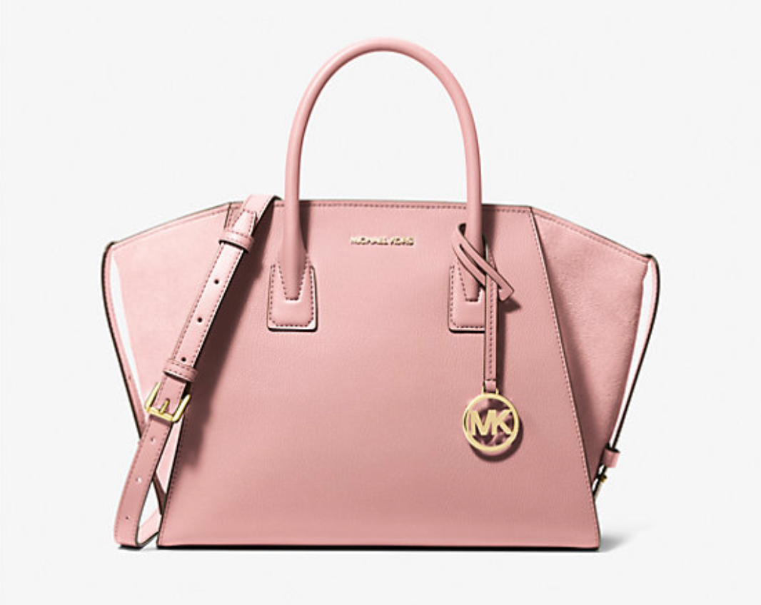 Michael Kors Avril Large Leather and Suede Satchel