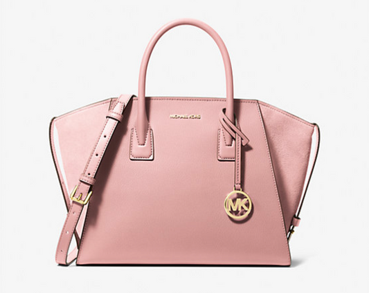Michael Kors Avril Large Leather and Suede Satchel