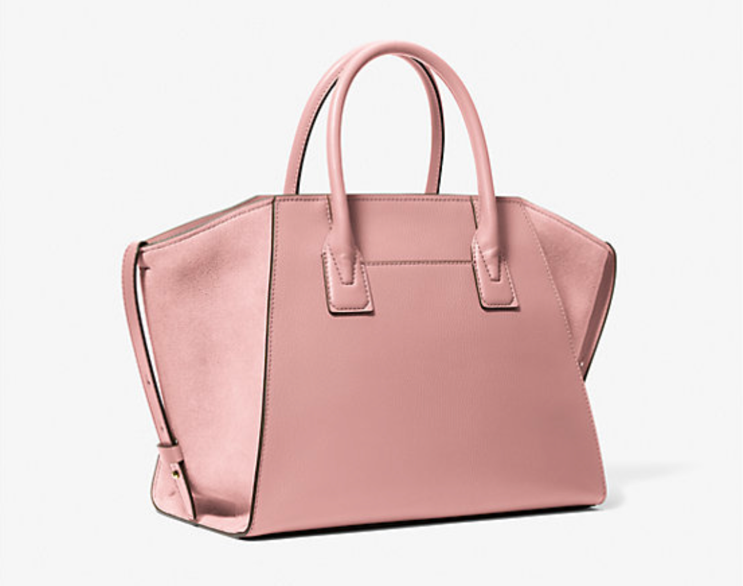 Michael Kors Avril Large Leather and Suede Satchel