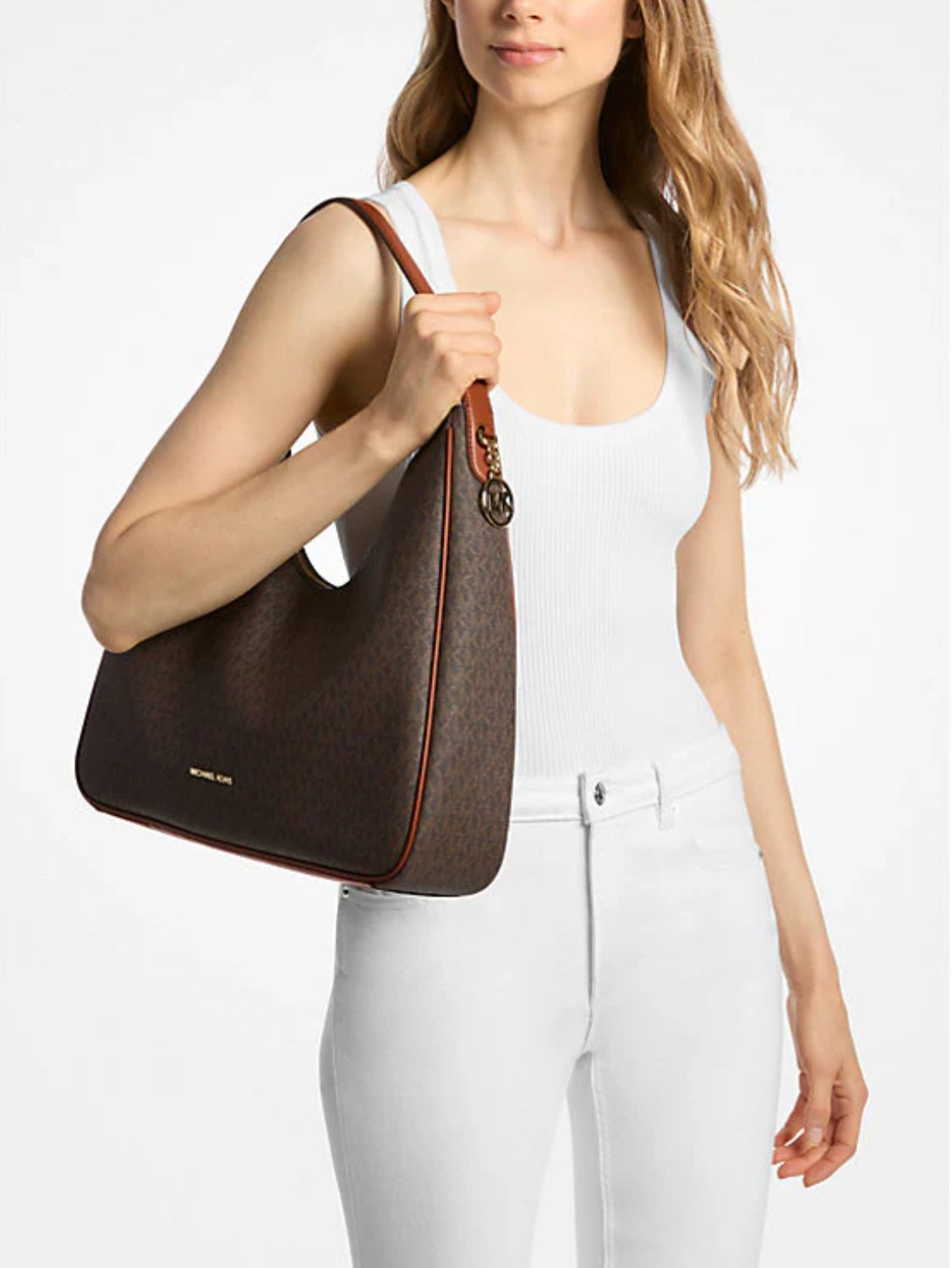 Michael Kors Nayla Medium Signature Logo Shoulder Bag