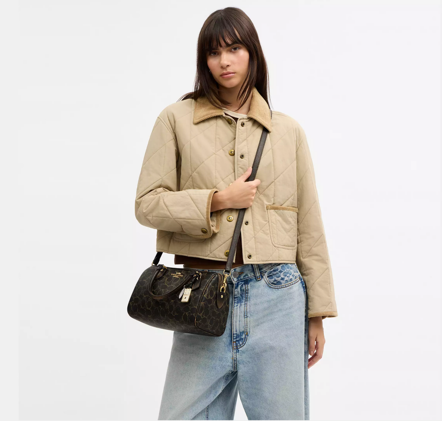 Coach Rowan Satchel Bag In Signature Leather Kadın Deri Çanta