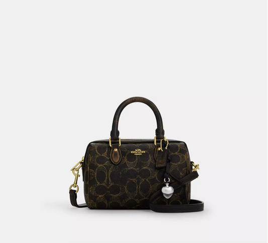 Coach Mini Rowan Crossbody Bag In Loved Signature Canvas With Charms