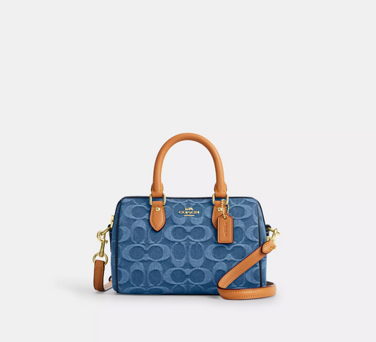 Coach Mini Rowan Crossbody Bag In Signature Denim