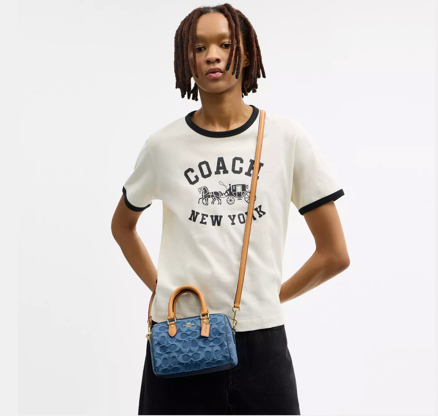 Coach Mini Rowan Crossbody Bag In Signature Denim