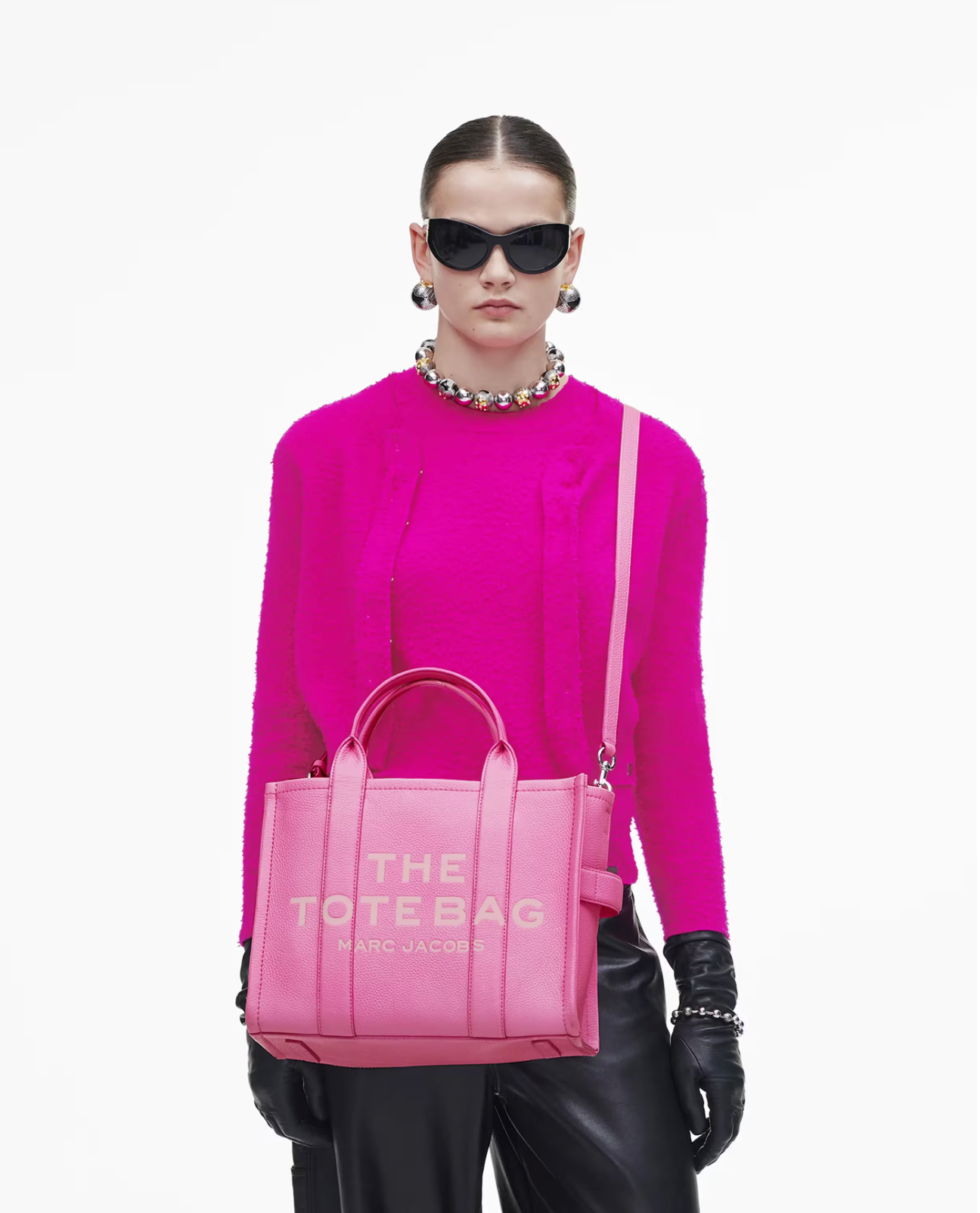 Marc Jacobs Leather Medium Tote Bag-Petal Pink