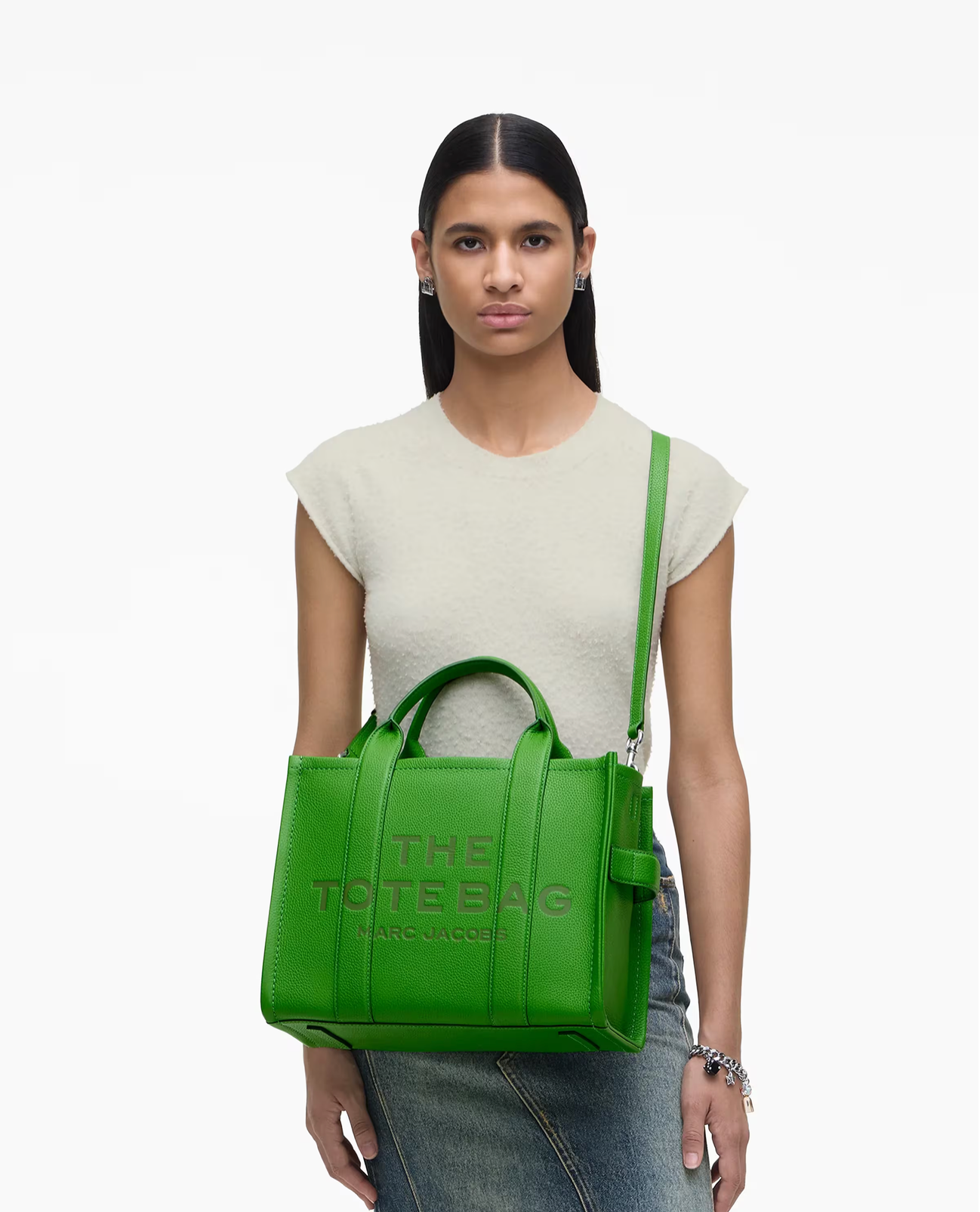 Marc Jacobs Leather Medium Tote Bag-Kiwi