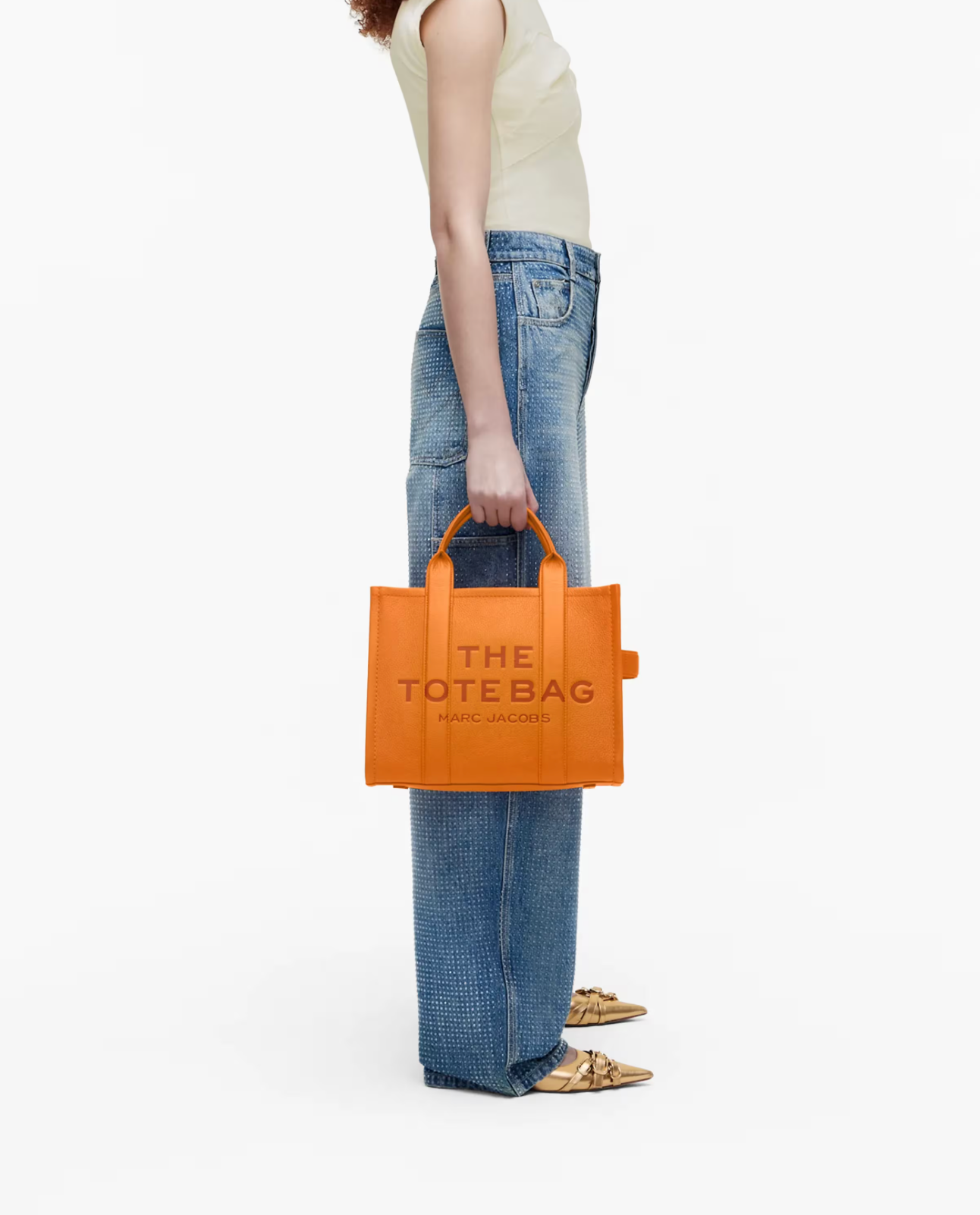 Marc Jacobs Leather Medium Tote Bag-Tangerine