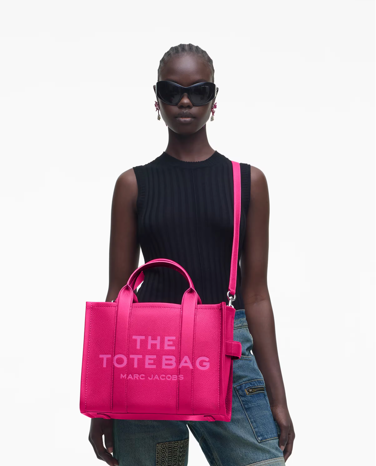 Marc Jacobs Leather Medium Tote Bag-Hot Pink