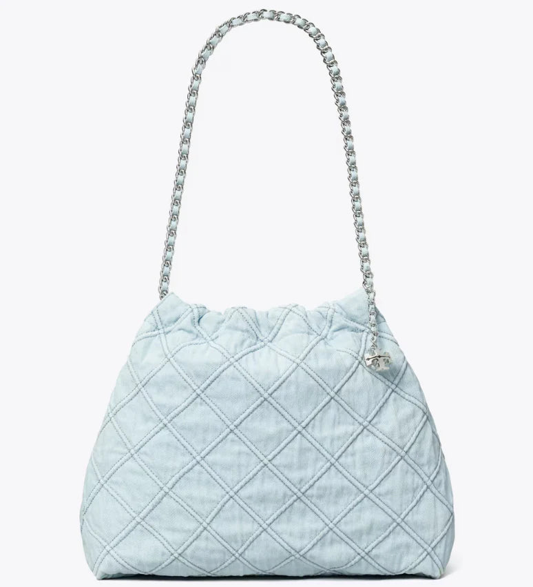 Tory Burch Fleming Soft Denim Hobo Bag