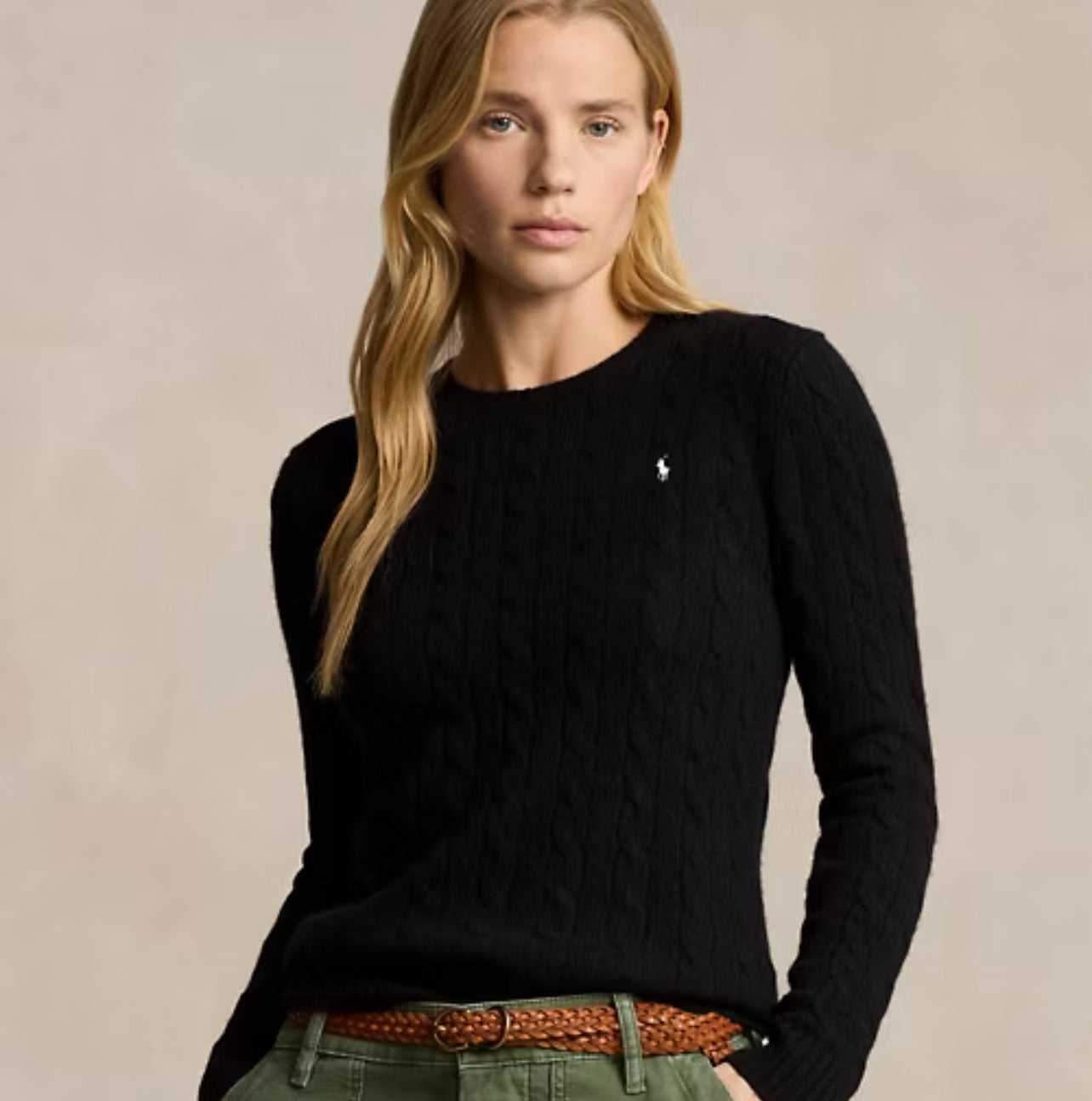 Polo Ralph Lauren Cable-Knit Wool-Cashmere Sweater Black