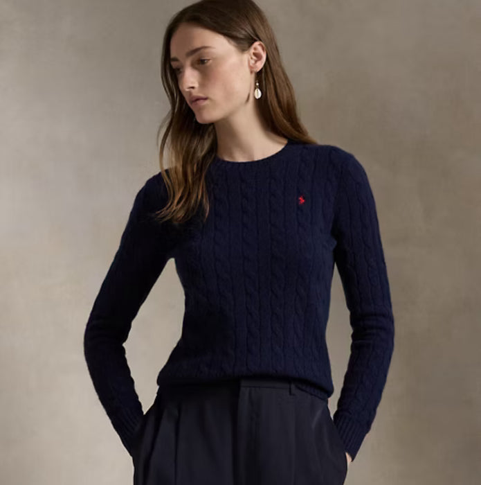 Polo Ralph Lauren Cable-Knit Wool-Cashmere Sweater Navy