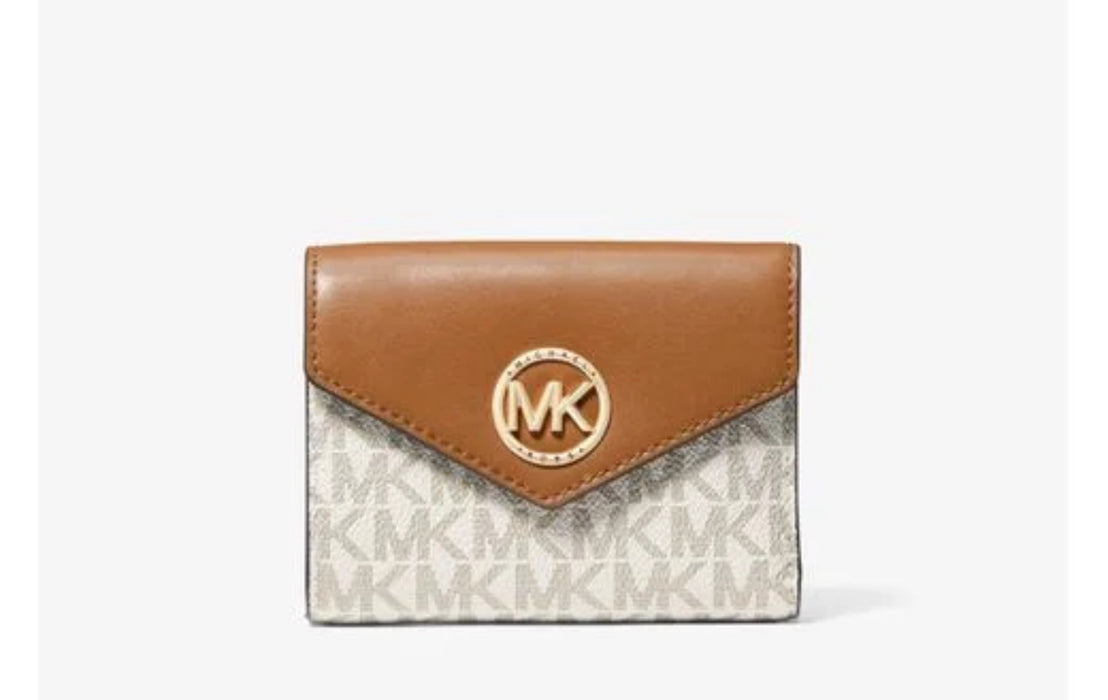 Michael Kors Carmen Medium Logo And Leather Tri-Fold Envelope Wallet