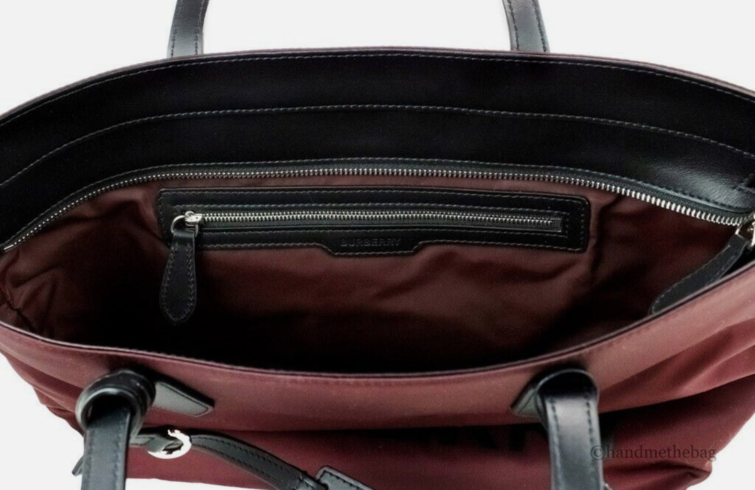 Burberry Burgundy/Black Eco Nylon Small Tote Bag