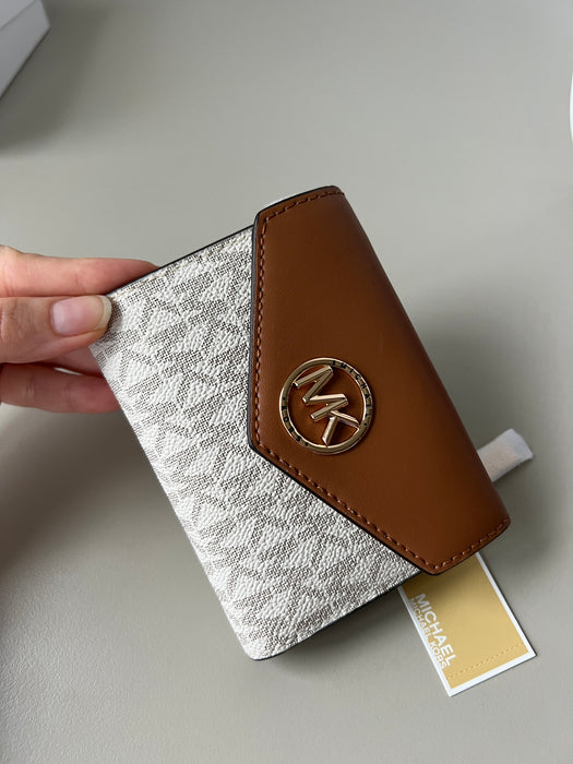 Michael Kors Carmen Medium Logo And Leather Tri-Fold Envelope Wallet