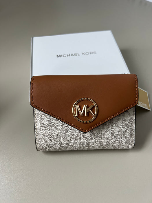 Michael Kors Carmen Medium Logo And Leather Tri-Fold Envelope Wallet