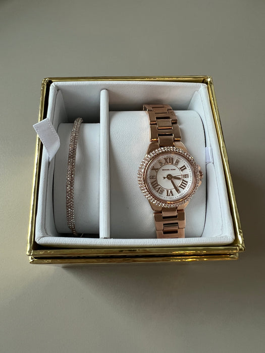 Michael Kors Camille Three-Hand Rose Gold-Tone Stainless Steel Watch Set - mk3654