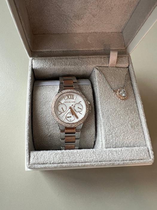 Michael Kors Camille watch and necklace set with crystals - MK1054