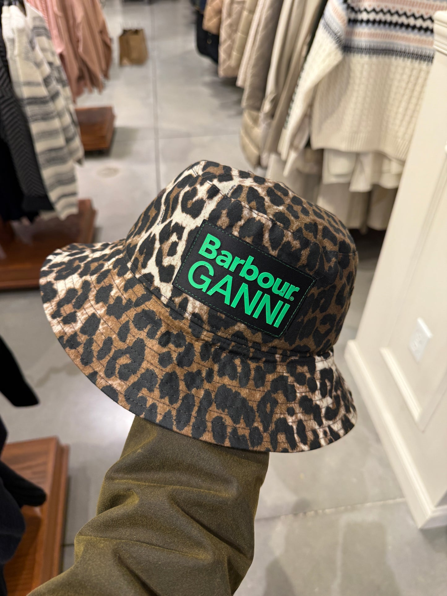 Barbour Ganni Leopard Wax Hat