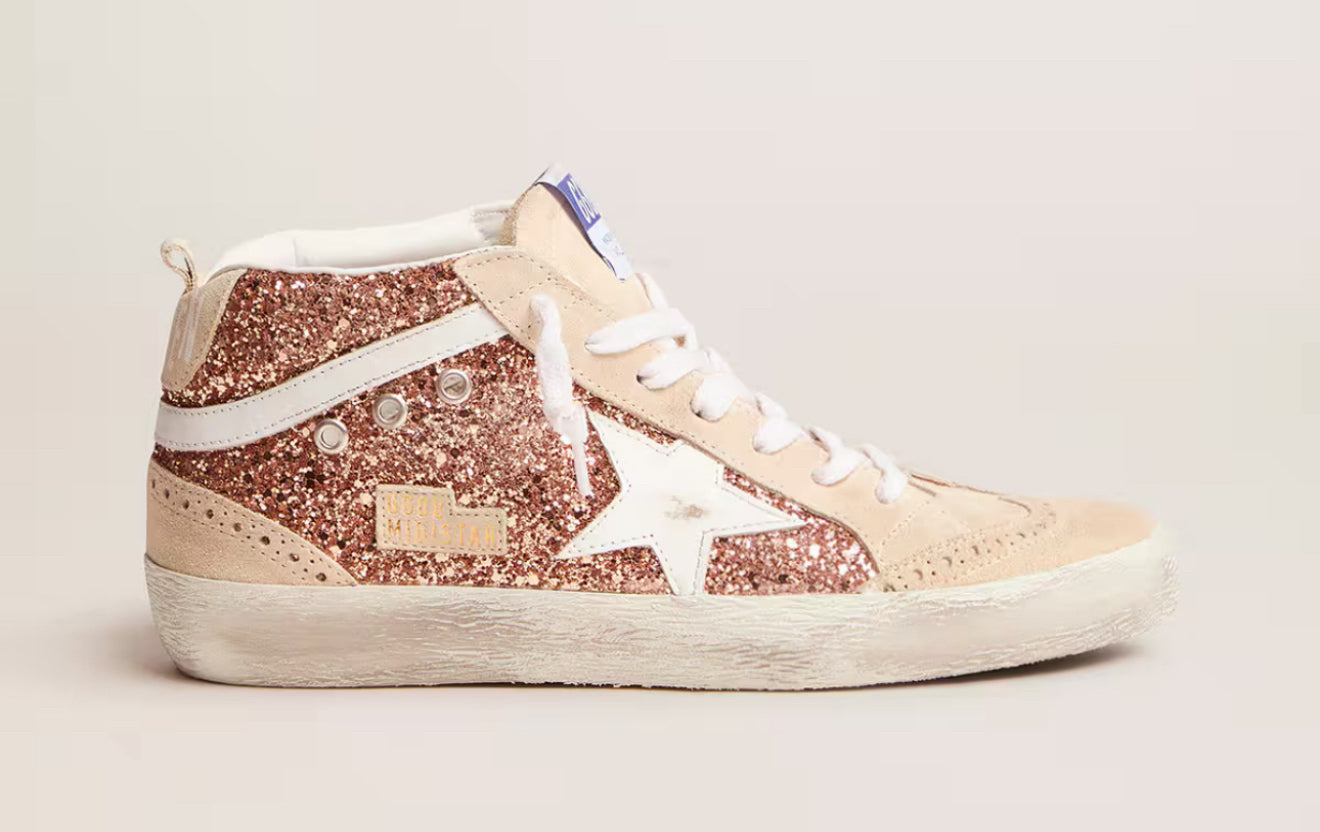 Golden Goose Women's Mid Star with Pink Glitter size 38