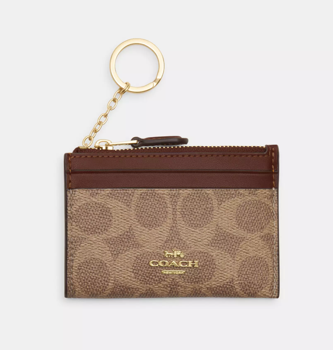 Coach Mini Skinny ID Case in Signature Canvas - Tan/Brown