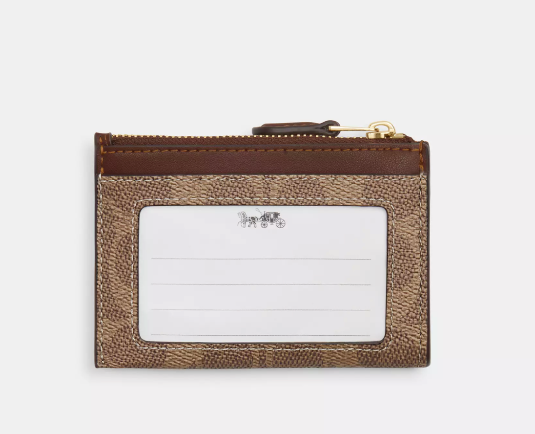 Coach Mini Skinny ID Case in Signature Canvas - Tan/Brown
