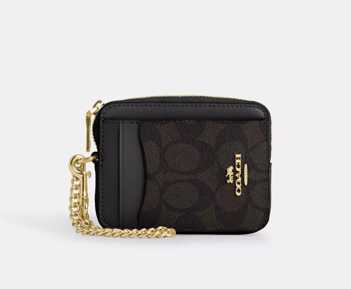Coach Zip Card Case In Signature Canvas Kartlık