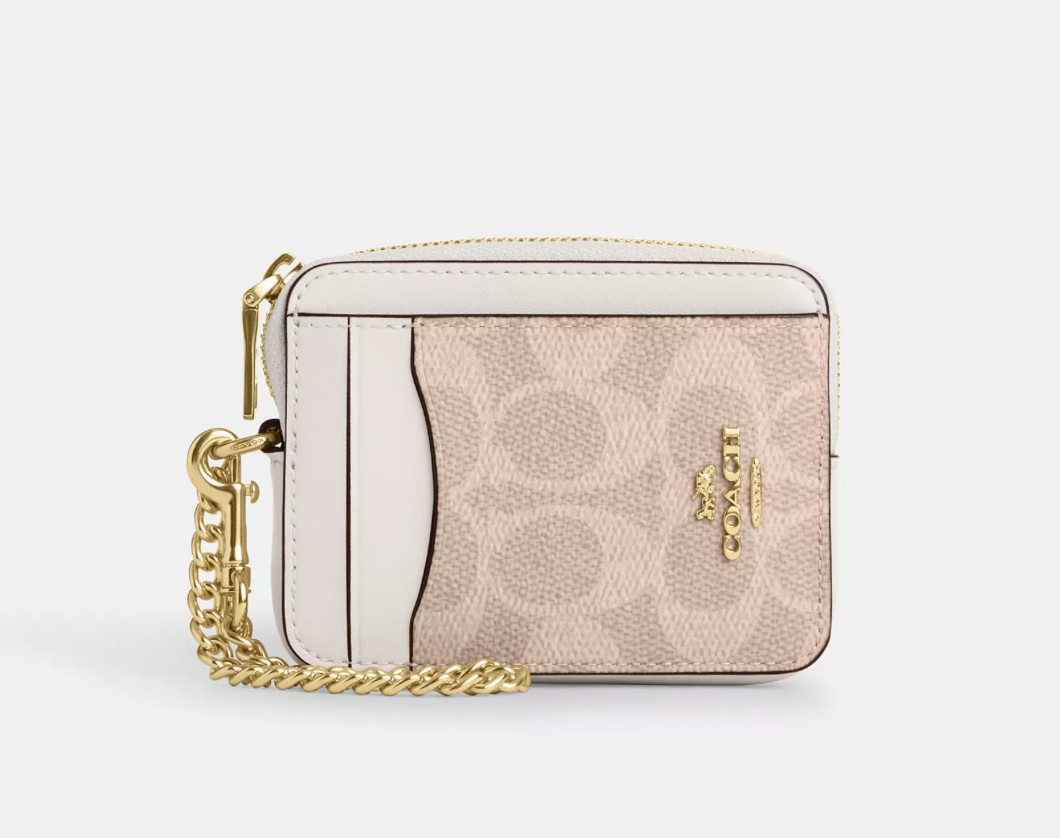 Coach Zip Card Case In Signature Canvas Kartlık