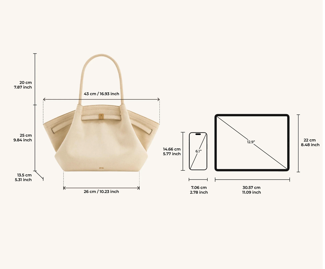 JW PEI Hana Medium Faux Suede Tote Bag - Off White