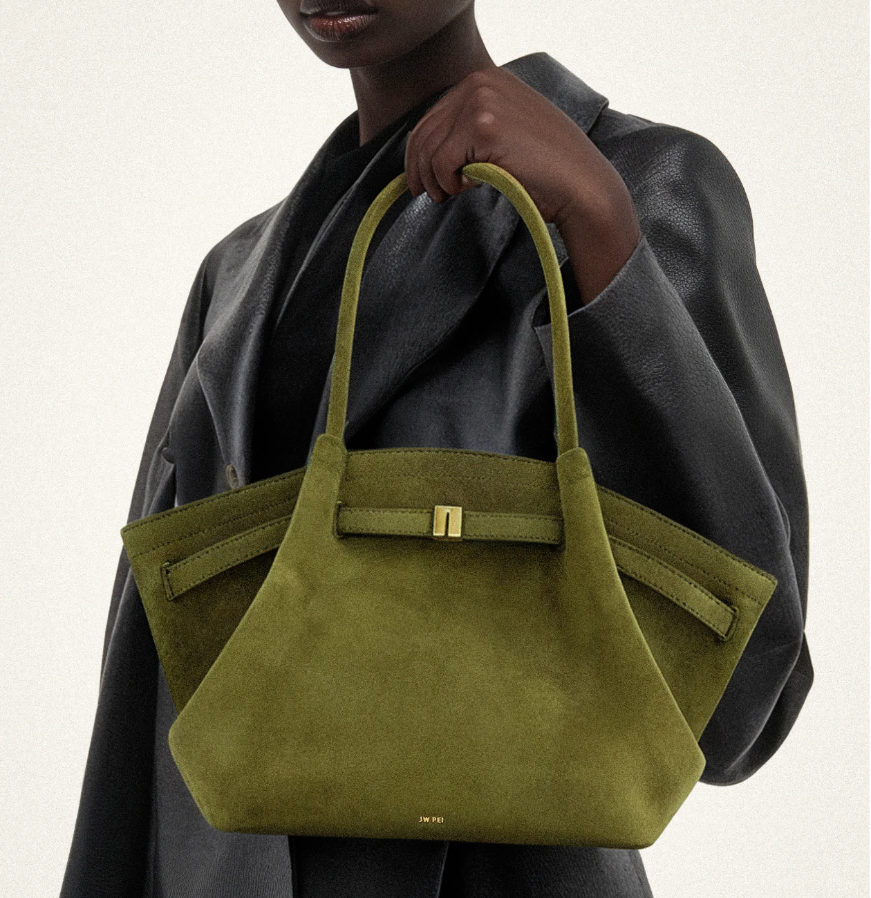 JW PEI Hana Medium Faux Suede Tote Bag - Dark Olive