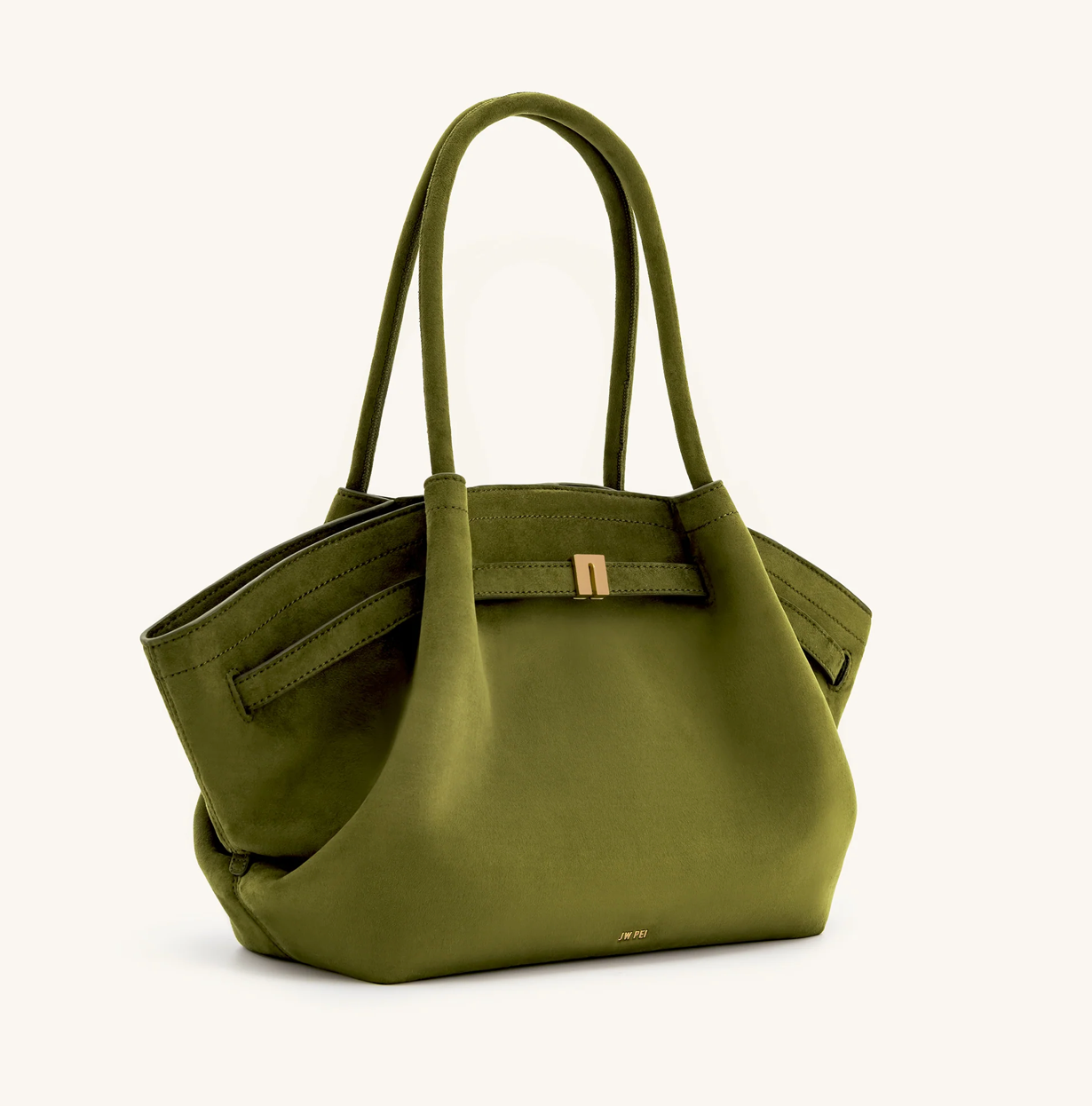 JW PEI Hana Medium Faux Suede Tote Bag - Dark Olive