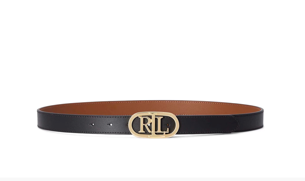 Ralph Lauren OVAL-LOGO REVERSIBLE LEATHER SKINNY BELT